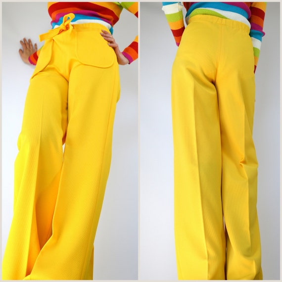 Yellow Pants Super Bright Bell Bottoms Flared Vintage 1970s