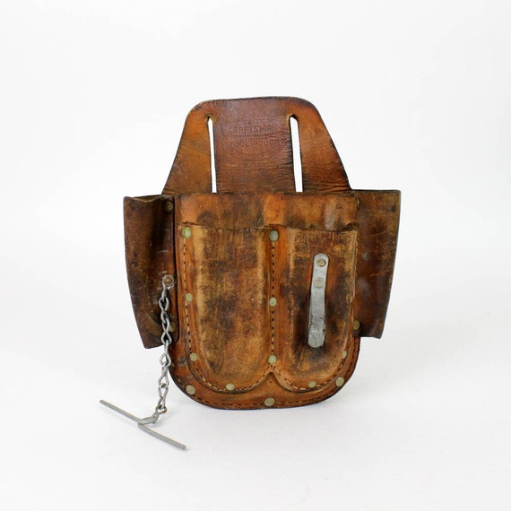 vintage Craftsman tool belt / distressed leather tool caddy