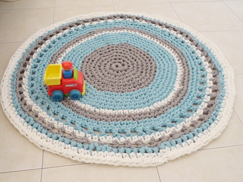 Crochet rug round rug boy nursery rug