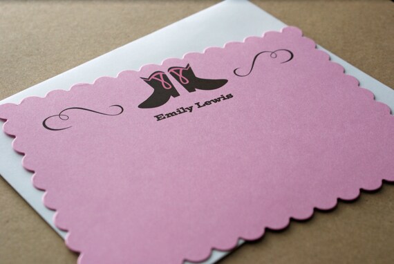 20 PRINTED Cowgirl boots girl's personalized thank you flat note card Il_570xn