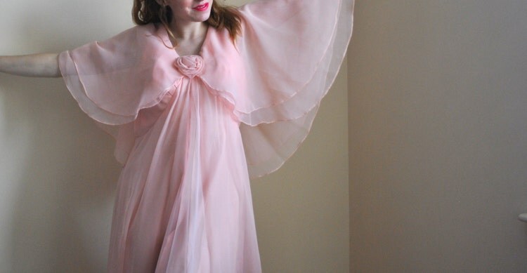 Spring Dress Blush Pink 1970s Formal Dress by
