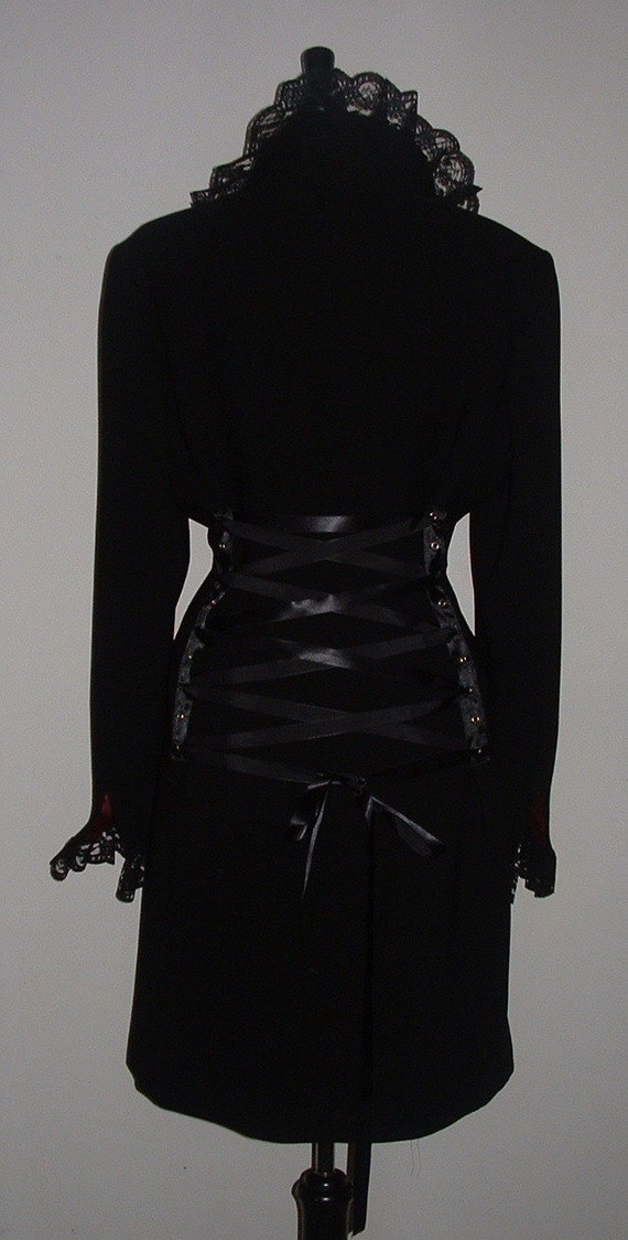 womens black jacket riding coat fantasy handmade by darkestdreams