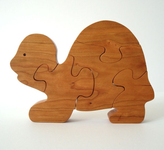 Wooden Turtle Puzzle Waldorf Children's Wood by OohLookItsARabbit