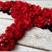 Red statement necklace, red choker , red necklace, satin flowers, satin flower necklace, red bib, flower neckpiece, choker..