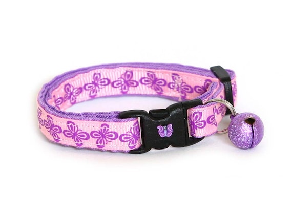 Butterfly Cat Collar Pink and Purple Butterflies by Pugs2Persians