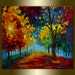 Original Landscape Canvas Oil Painting Palette Knife Textured Contemporary Modern Tree Art Seasons 27X31 by Willson Lau