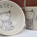 Reserved for Emily - Personalized Baby Gift - Cat and Scarf - Small Bowl and Juice Cup- Handmade Baby Gift Set