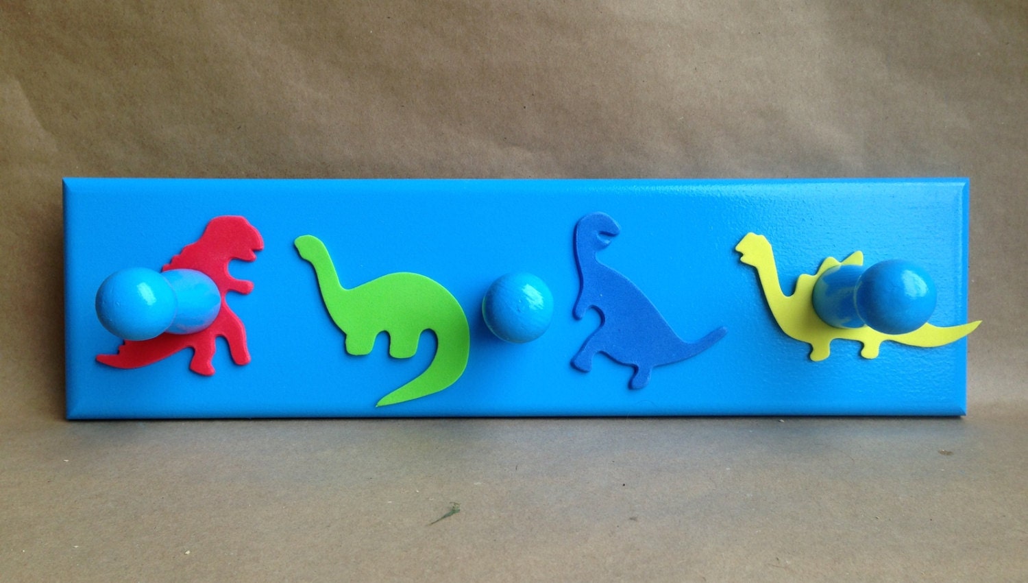 Dinosaur wooden coat rack 3 hooks