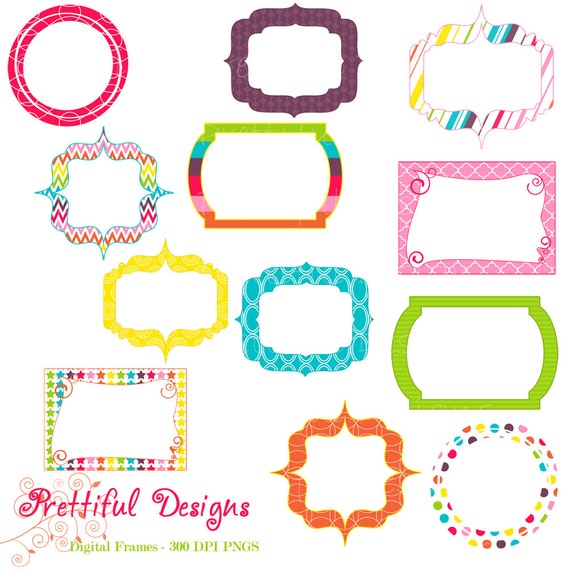 Rainbow Digital Frames Clip Art Commercial Use Instant