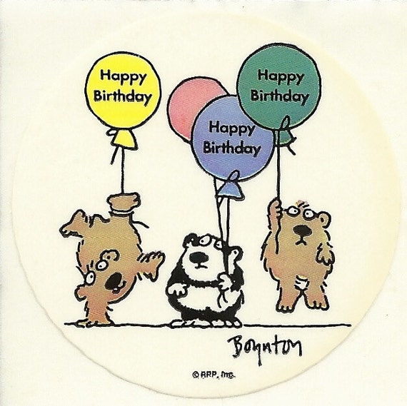 Vintage 80's Sandra Boynton Happy Birthday Balloons Teddy