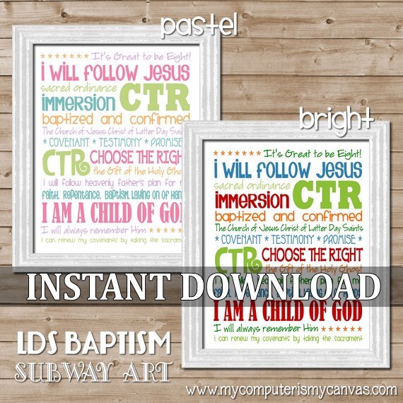 ideas gifts baptism lds for Printable Gift Subway Centerpiece DOWNLOAD   INSTANT Art, Baptism LDS