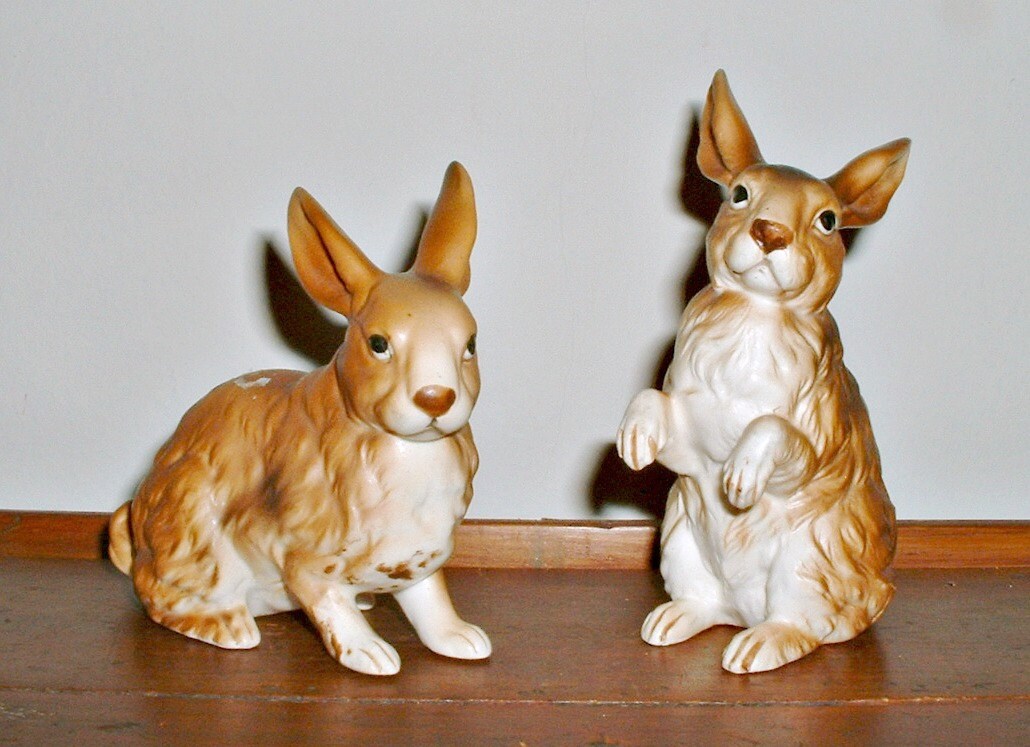 Vintage Lefton Rabbits Figurines Brown 1960s by ClassicMemories