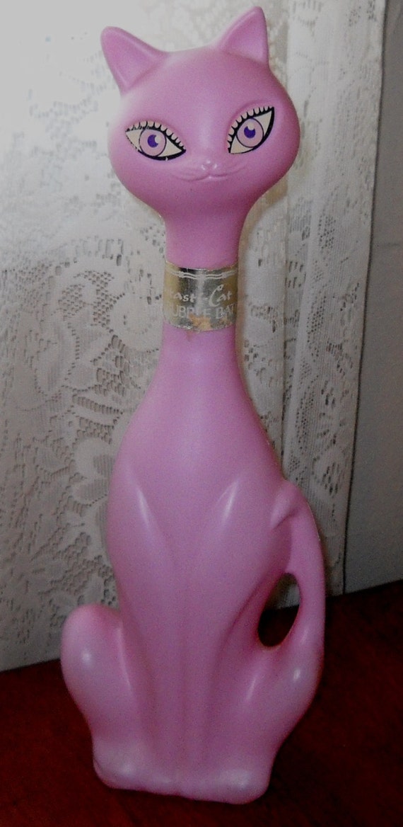 Vintage Plastic Pink Cat Bubble Bath
