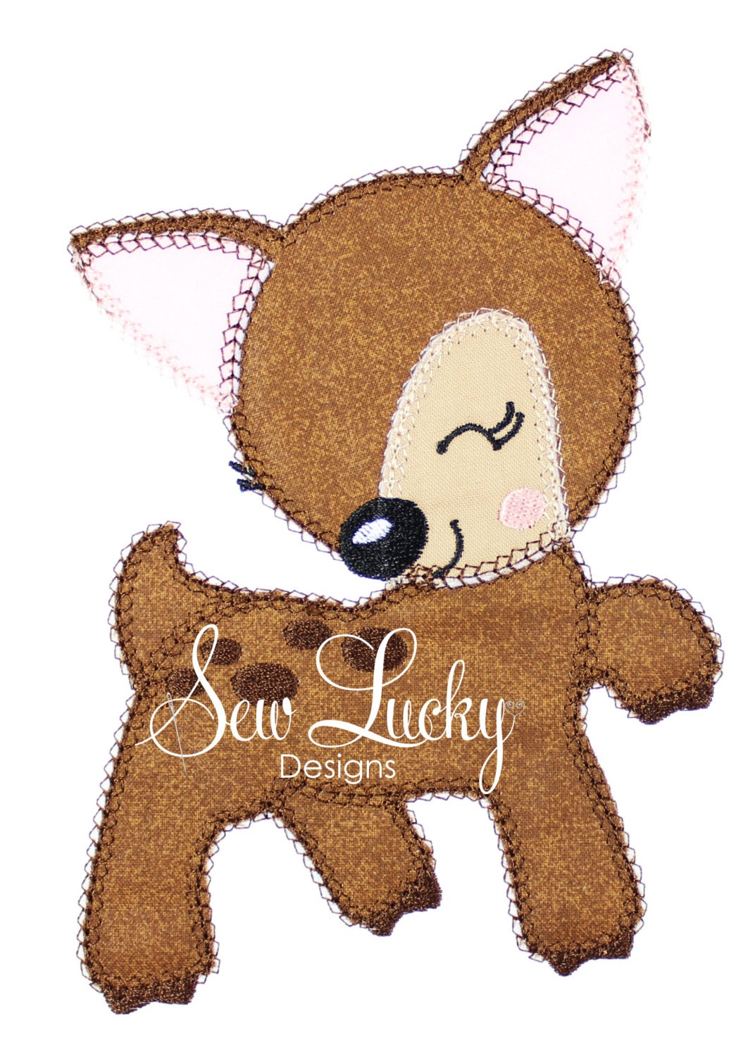 Sweet Baby Deer applique design machine embroidery design