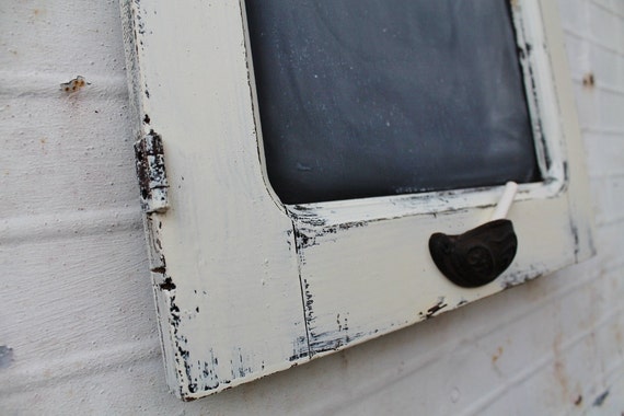 White Wooden Chalkboard - Created from Antique Salvaged Cupboard Door