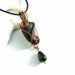 Copper black necklace, onyx teardrop stone, wire wrapped goth necklace