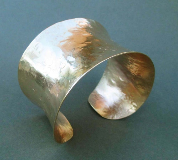 Gold Cuff Bracelet Handmade Jewelry Hammered by SeventhWillow