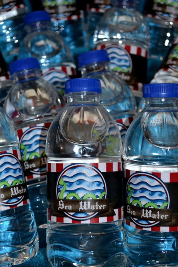 Pirate Birthday Party Water Bottle Label Wrappers Il_570xn