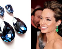 Angelina Jolie&#39;s Inspired Extra Large Montana Blue Swarovski Crystal Post Earrings - il_214x170.446531564_16mk