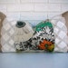 Cottage Chic Throw Pillow Cover - Burlap and Lace Floral Pillow with Vintage Lace - Brown Aqua Orange 14 x24