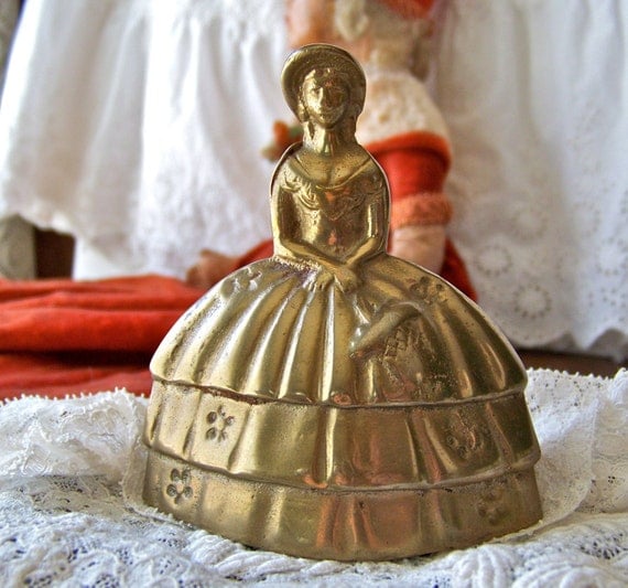 Vintage Brass Bell Southern Belle Colonial Lady Southern Girl