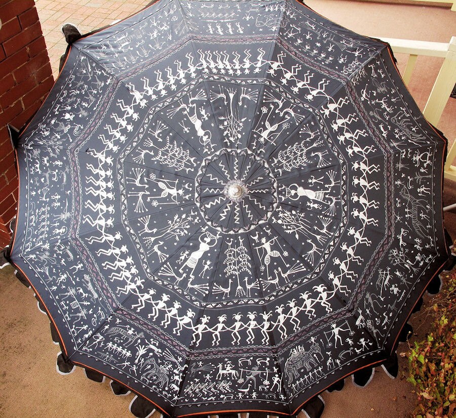 Hand Painted Ceremonial Umbrella from Gujarat, India Haute Juice