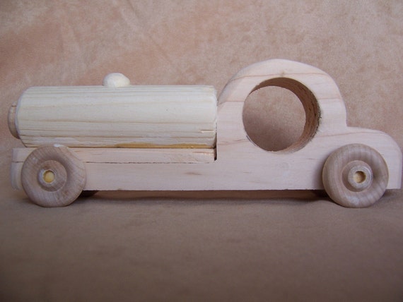 Toy Oil Tanker Truck Handcrafted from Recycled Wood for the