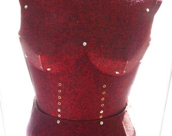 Lovely Vintage Mannequin Dress Form Display - Bust Dress Form - Cardboard - Garnet Felt - Adjustable