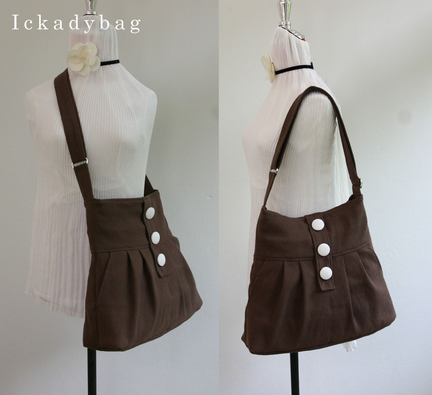 SALE Brown Messenger Bag / Hemp/Cotton / Shoulder Bag / Diaper