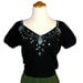 1950s 1960s Black Cashmere Sweater. Vintage DALTON. Sequin Sweetheart Neckline. Short Sleeve.