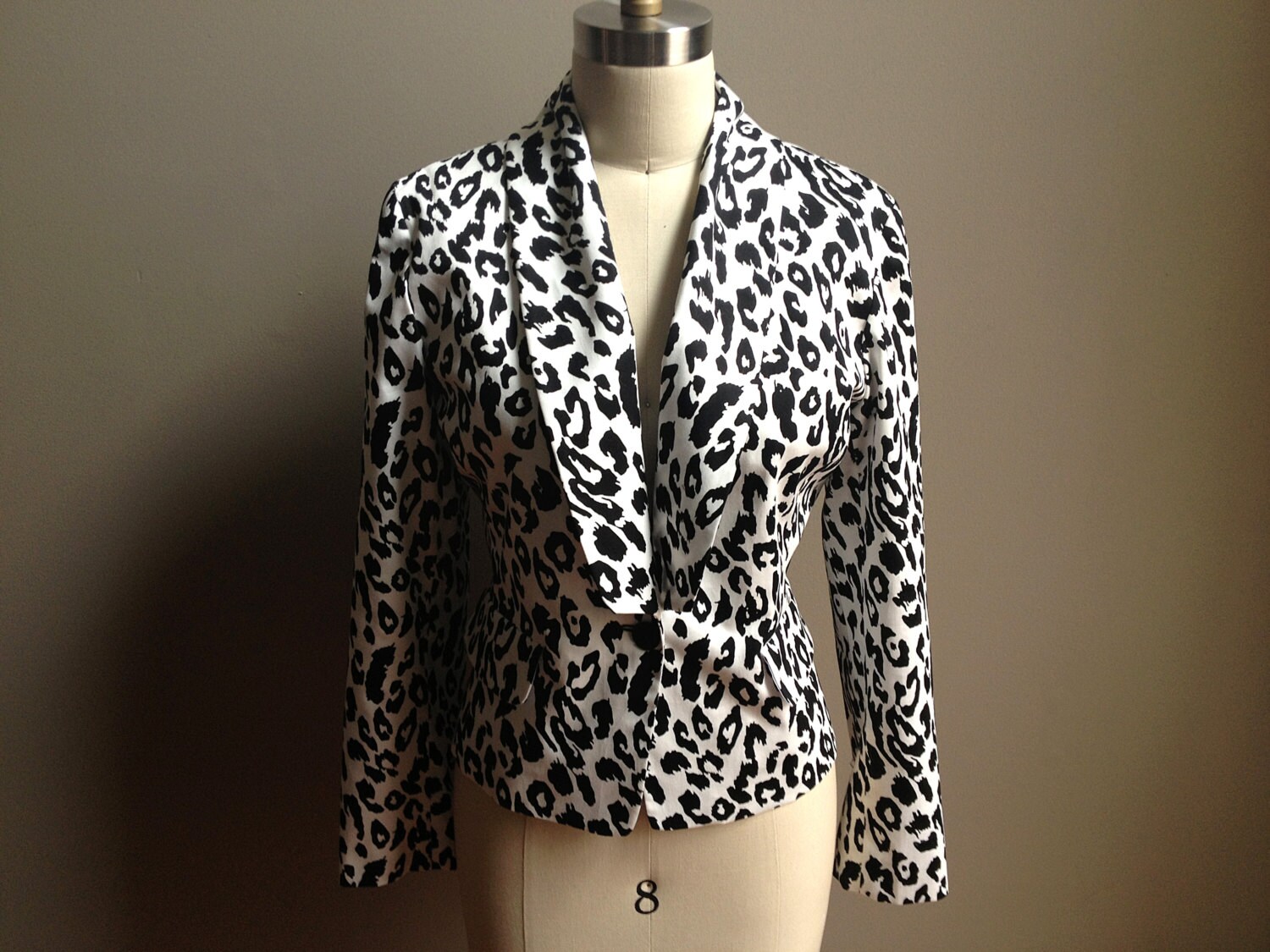 Womens Jacket / Leopard Print / Black and White by kimberlynoland