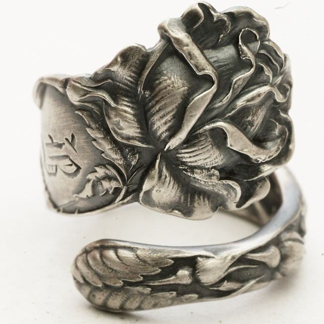 Spoon Ring Bridal Rose Sterling Silver by Alvin Co
