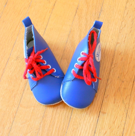 RESERVED////1960s BLUE Gold Bug Baby Shoes&hellip;size 1 kids