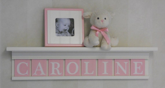 Baby Girl Wooden Name Signs Nursery Decor Shelf White or Off