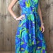 60s blue hawaiian pantsuit romper jumper wide legged / M