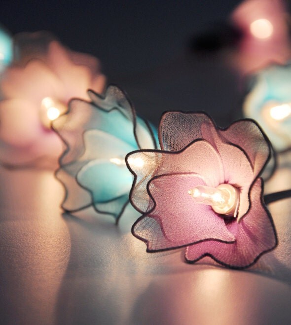 Purple & Blue flower string lights for PatioWeddingParty and