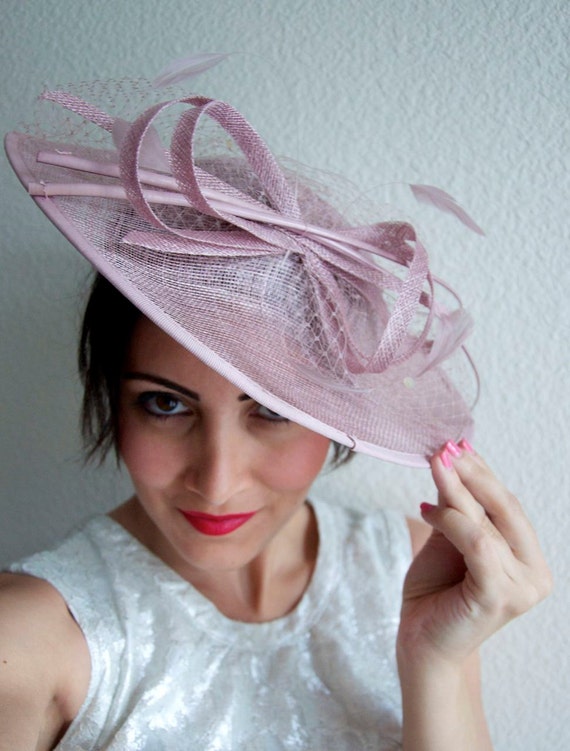 Pink Fascinator Hat Wendy Wide Brimmed Blush Pink by EyeHeartMe
