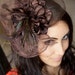 Brown Fascinator - KATE Brown Fascinator w/ Brown Fabric Peony and flowy ostrich feathers