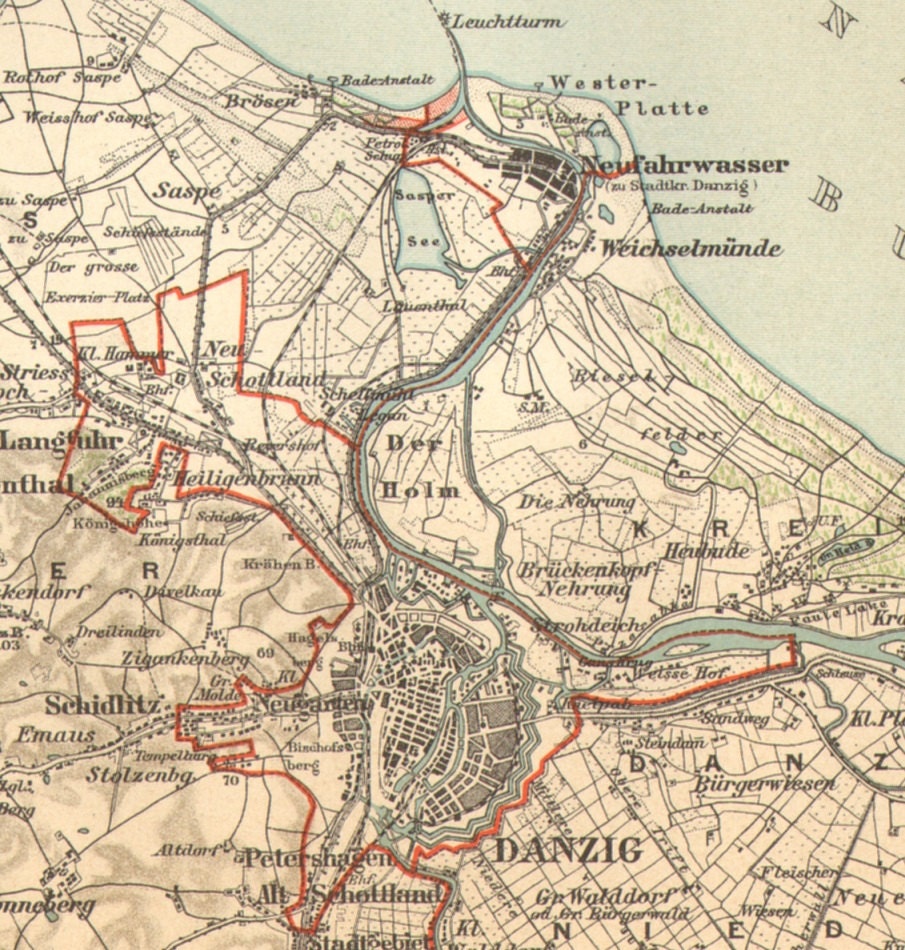 1904 Original Antique Dated Map Of Danzig By CabinetOfTreasures   Il Fullxfull.412124732 S78e 