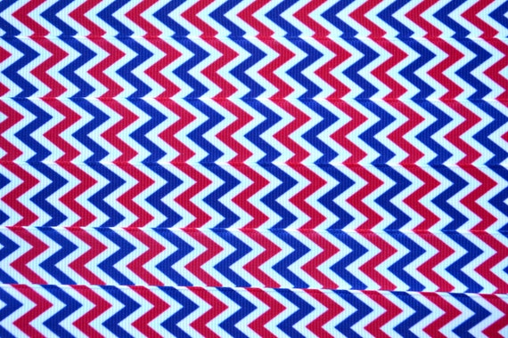 All American classic nautical red white and navy chevron on white 7/8" grosgrain ribbon- 4th of july Il_570xn
