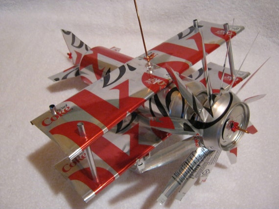 Handmade Diet Coke can plane airplane cool folk art