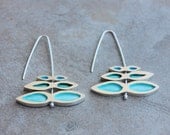 Mask silver earrings with green and blue tones enamel