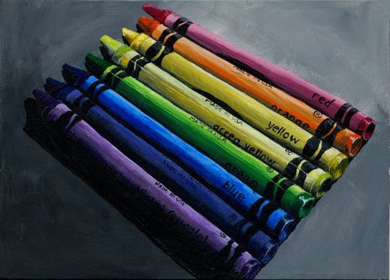 Crayola Crayons Acrylic Painting by SaylorWolfWatercolor on Etsy