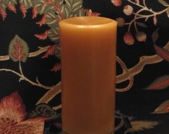 One 3 inch by 6 inch pure beeswax pillar candle