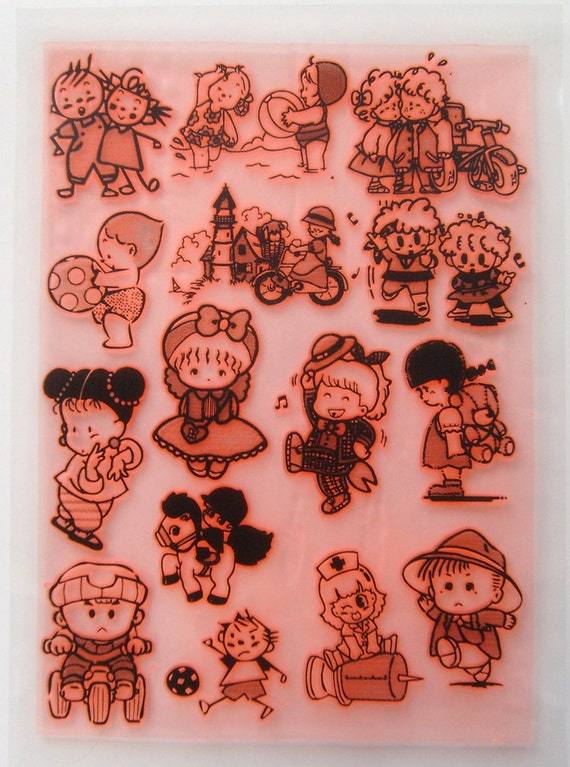 Cute Little Kids / Clear stamps large sheet 7x10