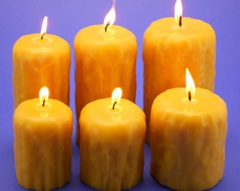 Bees Wax Candles, Drip Finish Beeswax Pillar Candles, Bulk Beeswax Candles, Beeswax Candle Collection, Handpoured Beeswax Candles