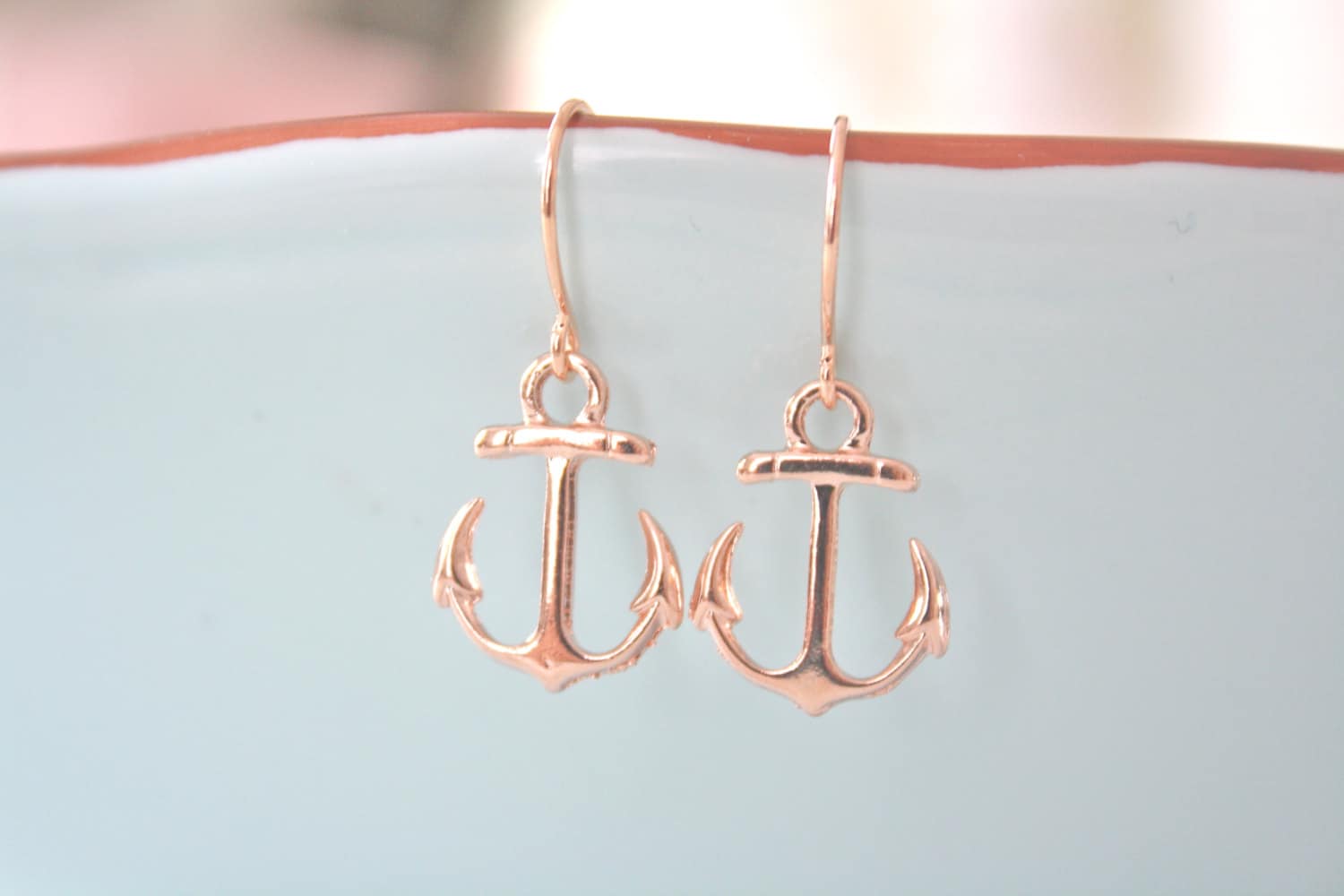 Anchor Dangle Earrings Rose Gold Earrings Rose Gold Jewelry