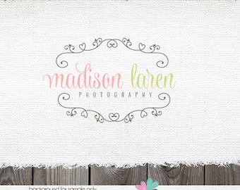 Custom Premade Photography Logo - Hand Drawn Frame Heart Logo Design Name