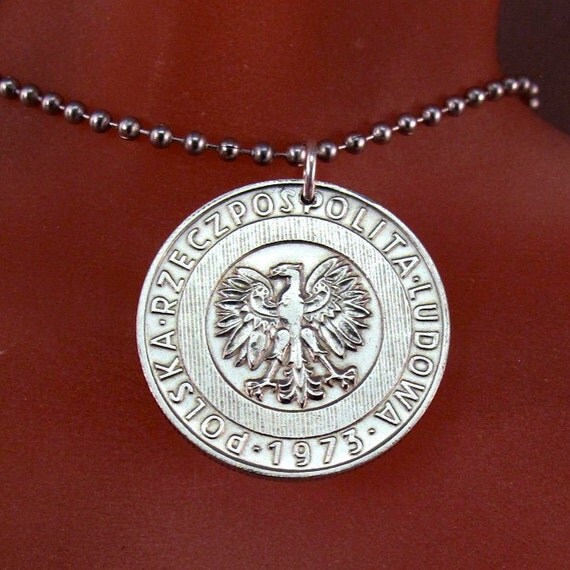 POLAND NECKLACE coin jewelry pendant. Polska rzeczpospolita.