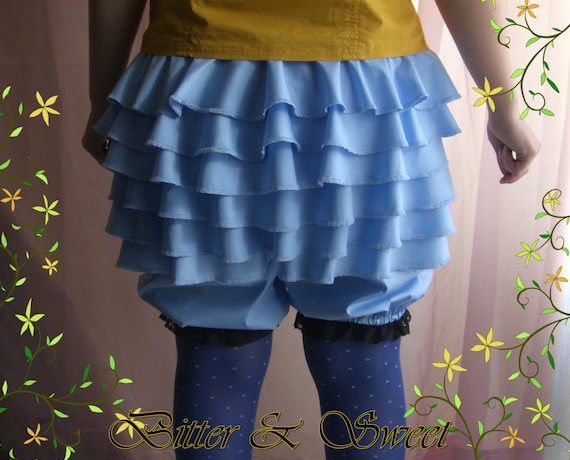 Blue bloomers XS-S-M-L-Steampunk-Lolita-Edwardian-Burlesque-Shabby Chic -Pirate-Circus-Wester-Wild Wild West Style-Cow Girls-Bitter & Sweet by BitterAndSweet steampunk buy now online
